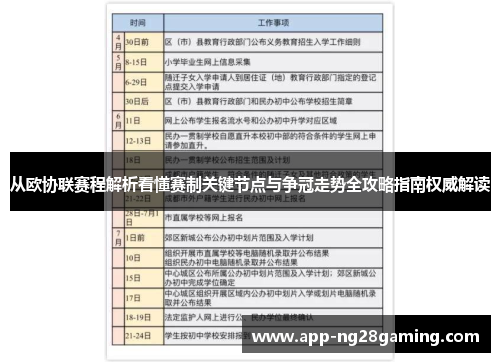 从欧协联赛程解析看懂赛制关键节点与争冠走势全攻略指南权威解读