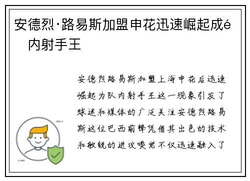 安德烈·路易斯加盟申花迅速崛起成队内射手王